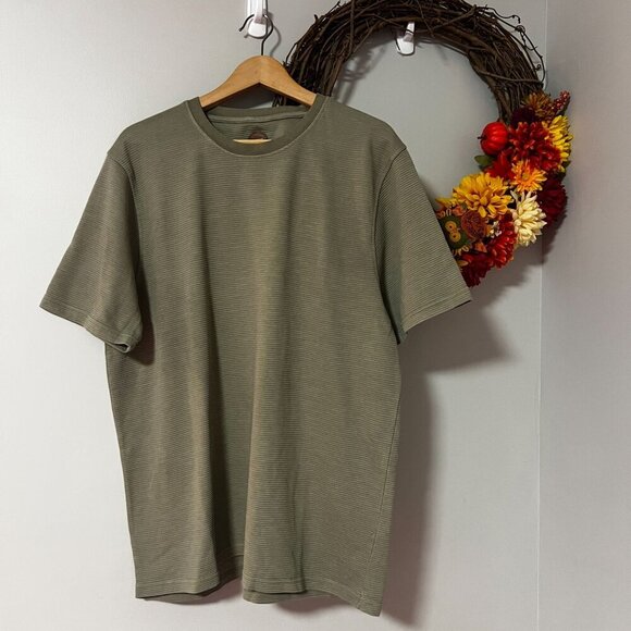 Common People Mens Ottomon Woven Shirt Top Crew Neck LARGE Sage Green - Picture 1 of 7